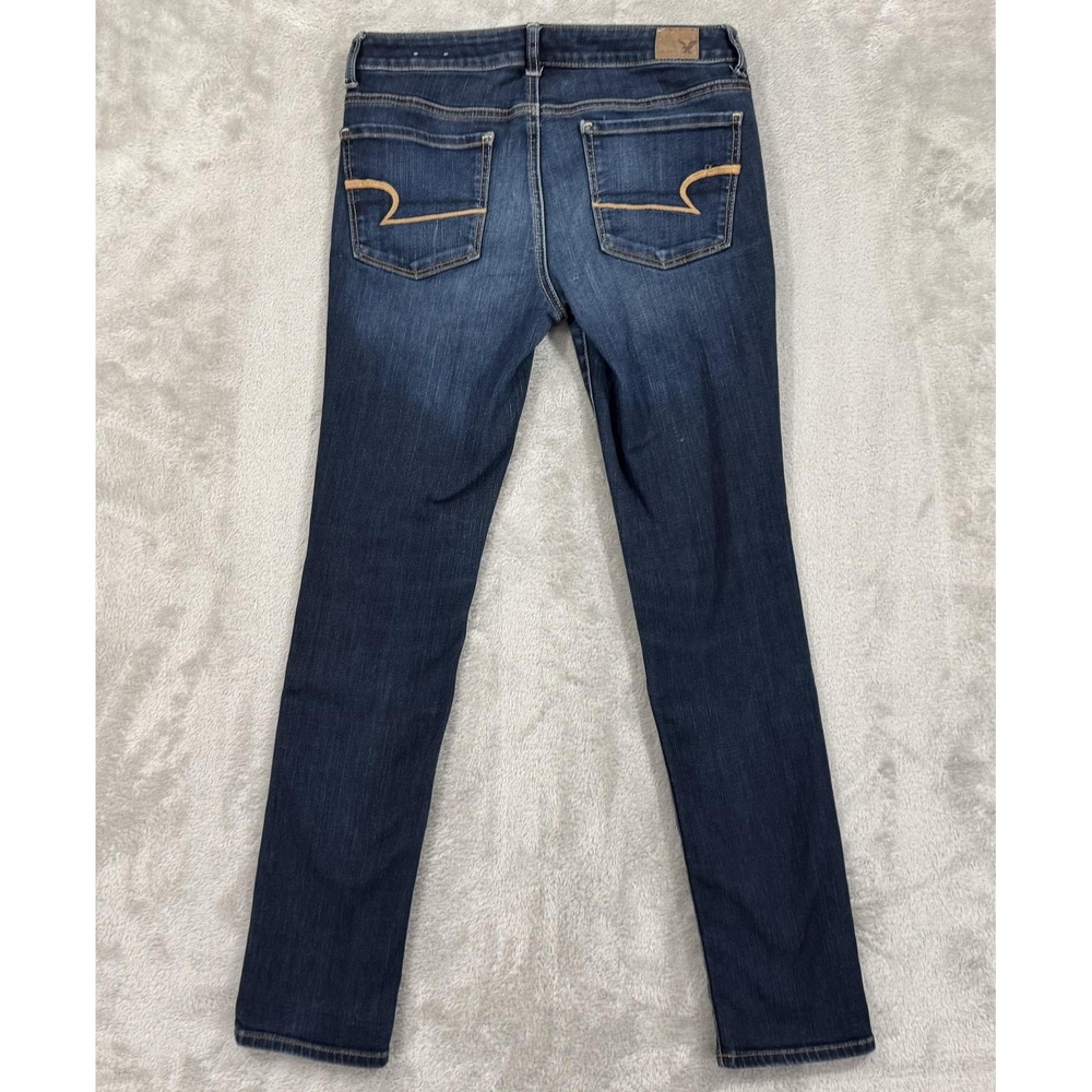 American Eagle Outfitters Jeans‎ Womens 8 Blue Skinny Viscose Stretch Whiskered - Picture 2 of 16